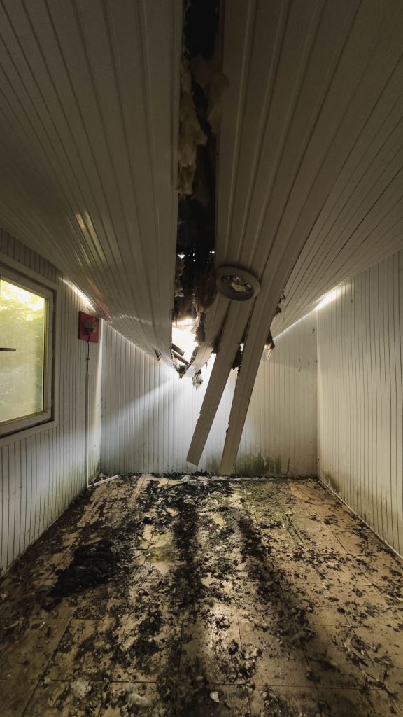 Ceiling collapsed after long-term water damage